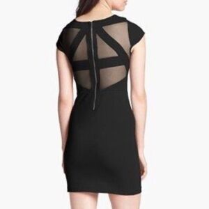 Elegant Black Mesh Panel Dress